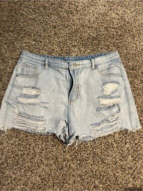 Light Blue Distressed Denim Women's Shorts